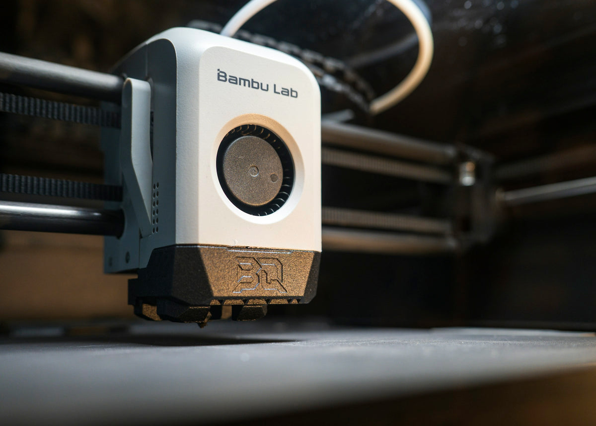Bambu Lab 3D printer toolhead printing a part at 3D BRO's Sydney 3D printing service